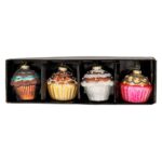 ΣΕΤ 4 ΠΟΛΥΧΡΩΜΟ ΓΥΑΛΙΝΟ ΚΡΕΜΑΣΤΟ ΣΤΟΛΙΔΙ CUPCAKE Φ6