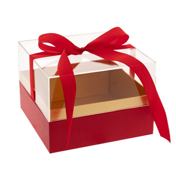 ΔΙΑΦΑΝΟ ΚΟΥΤΙ ΔΩΡΟΥ ΜΕ ΚΟΚΚΙΝΗ ΒΑΣΗ ΚΑΙ ΚΟΡΔΕΛΑ 19