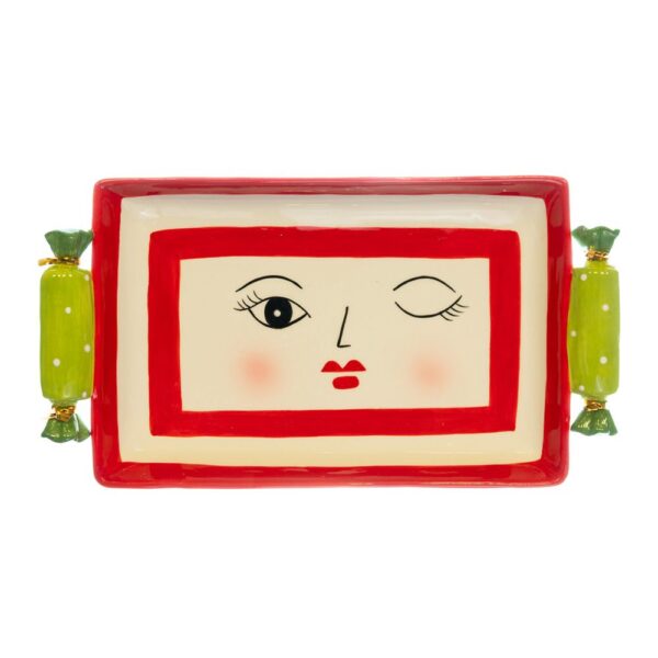 ΚΟΚΚΙΝΗ ΛΕΥΚΗ ΚΕΡΑΜΙΚΗ ΠΙΑΤΕΛΑ ΜΕ ΚΑΡΑΜΕΛΕΣ ΣΤΑ ΧΕΡΟΥΛΙΑ 27Χ14Χ4ΕΚ