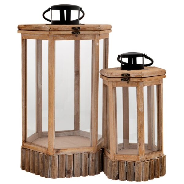 ΣΕΤ 2 ΦΑΝΑΡΙ ΑΝΟΙΧΤΟ ΚΑΦΕ ΞΥΛΙΝΟ ΕΞΑΓΩΝΟ ΜΕ ΜΑΥΡΟ ΧΕΡΟΥΛΙ 33Χ28