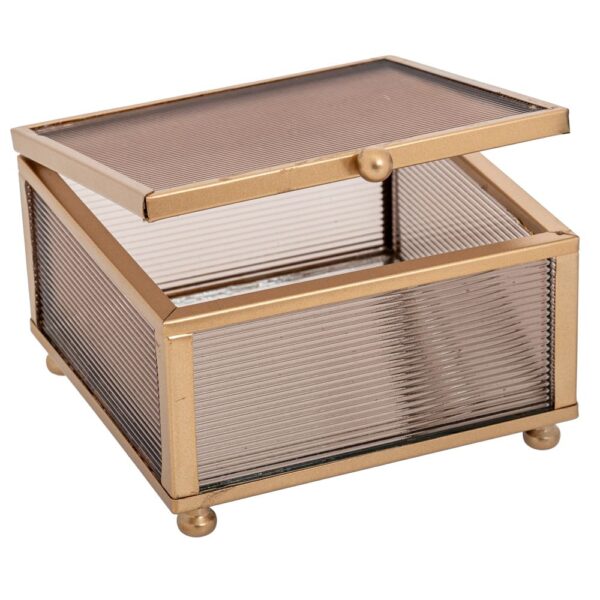 ΧΡΥΣΗ ΜΕΤΑΛΛΙΚΗ ΜΠΙΖΟΥΤΙΕΡΑ 10Χ10Χ6 ΕΚ ΜΕ ΜΕΛΙ ΓΥΑΛΙ ΚΑΙ ΚΑΘΡΕΠΤΗ