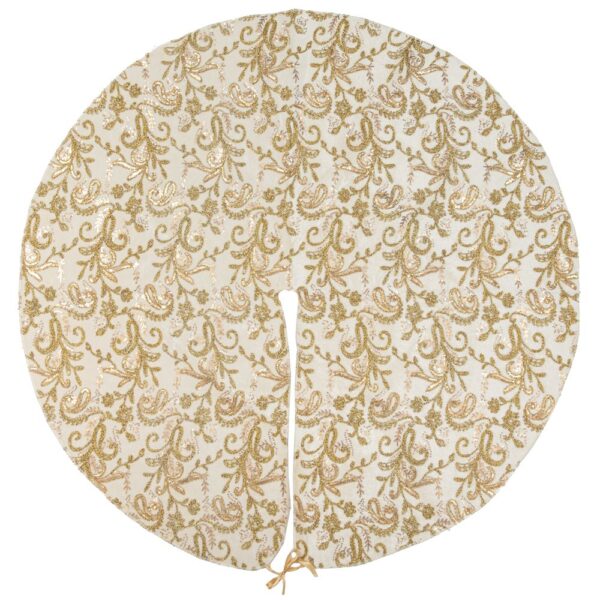 ΠΟΔΙΑ ΔΕΝΤΡΟΥ EMBROIDERY BURGUNDY BAGGING LONETA FOIL 120cm ΕΚΡΟΥ-ΧΡΥΣΟ