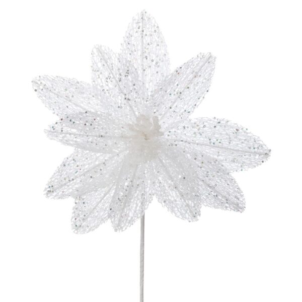 ΛΕΥΚΟ GLITTER ΑΛΕΞΑΝΔΡΙΝΟ ΚΛΑΔΙ ΜΕ ΠΟΥΛΙΕΣ 60ΕΚ