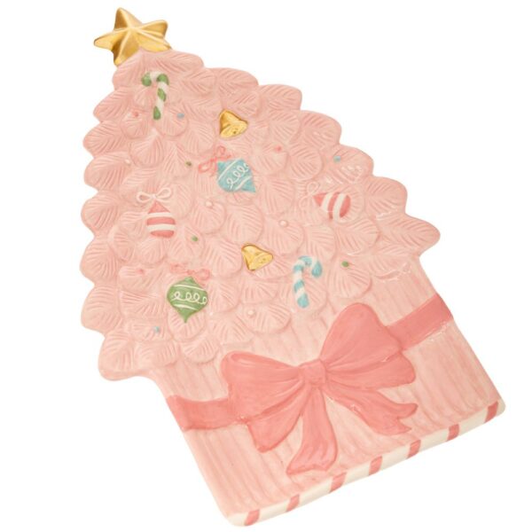 ΡΟΖ ΚΕΡΑΜΙΚΗ ΠΙΑΤΕΛΑ ΣΕ ΣΧΗΜΑ ΧΡΙΣΤΟΥΓΕΝΝΙΑΤΙΚΟ ΔΕΝΤΡΟ ΜΕ ΧΡΥΣΟ ΑΣΤΕΡΙ 37Χ23Χ4ΕΚ