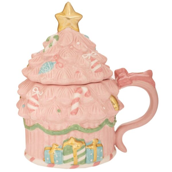 ΡΟΖ ΚΕΡΑΜΙΚΗ ΚΟΥΠΑ ΜΕ ΚΑΠΑΚΙ ΣΕ ΣΧΗΜΑ ΧΡΙΣΤΟΥΓΕΝΝΙΑΤΙΚΟ ΔΕΝΤΡΟ 15