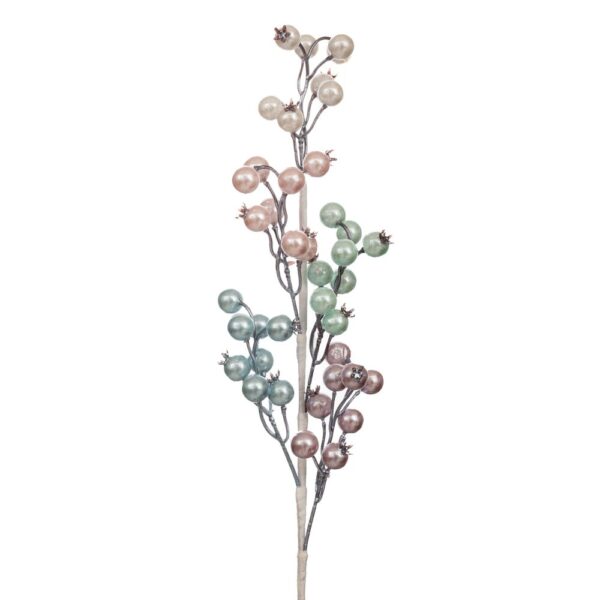 ΛΕΥΚΟ ΚΛΑΔΙ ΜΕ ΠΟΛΥΧΡΩΜΑ ΓΥΑΛΙΣΤΕΡΑ BERRIES ΣΕ ΠΑΛ ΑΠΟΧΡΩΣΕΙΣ 61ΕΚ