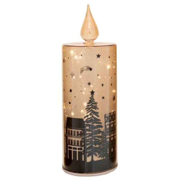 ΧΡΥΣΟ ΓΥΑΛΙΝΟ ΚΕΡΙ LED ΧΡΙΣΤ ΚΟ ΣΚΗΝΙΚΟ 9Χ9Χ27ΕΚ ΜΠΑΤΑΡΙΑΣ ΠΕΡΙΣΤΡΕΦΟΜΕΝΟ