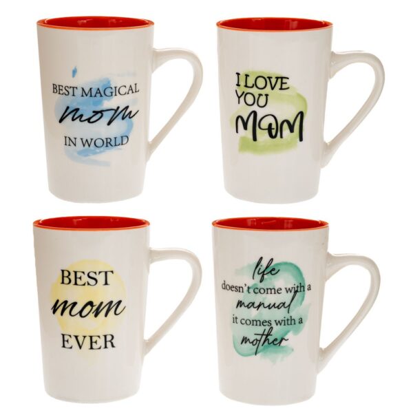 ΛΕΥΚΗ ΚΕΡΑΜΙΚΗ ΚΟΥΠΑ ΜΕ ΕΥΧΕΣ ΓΙΑ ΤΗΝ ΜΑΜΑ 4 ΣΧΕΔΙΑ 400ml