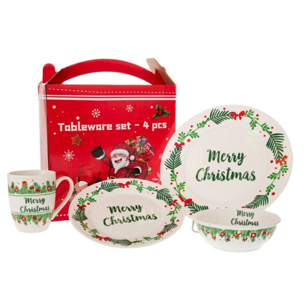 ΣΕΤ 4 ΚΕΡΑΜΙΚΟ ΣΕΡΒΙΤΣΙΟ MERRY CHRISTMAS