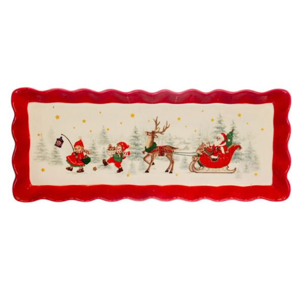 ΛΕΥΚΗ ΚΟΚΚΙΝΗ ΚΕΡΑΜΙΚΗ ΟΡΘΟΓΩΝΙΑ ΠΙΑΤΕΛΑ ΜΕ ΧΡΙΣΤΟΥΓΕΝΝΙΑΤΙΚΟ ΣΚΗΝΙΚΟ 38Χ15