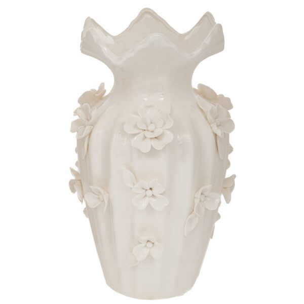 ΛΕΥΚΟ ΚΕΡΑΜΙΚΟ ΒΑΖΟ ΜΕ ΑΝΑΓΛΥΦΑ ΛΟΥΛΟΥΔΙΑ 20Χ31ΕΚ