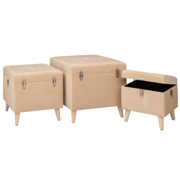 ΣΕΤ 3 ΣΚΑΜΠΟ-ΜΠΑΟΥΛΟ ΚΡΕΜ ΠΛΙΣΕ ΜΕ ΞΥΛΙΝΑ ΠΟΔΙΑ AND ΑΣΗΜΙ ΛΕΠΤΟΜΕΡΕΙΕΣ 60Χ60Χ56ΕΚ 50Χ50Χ36ΕΚ 40Χ40Χ