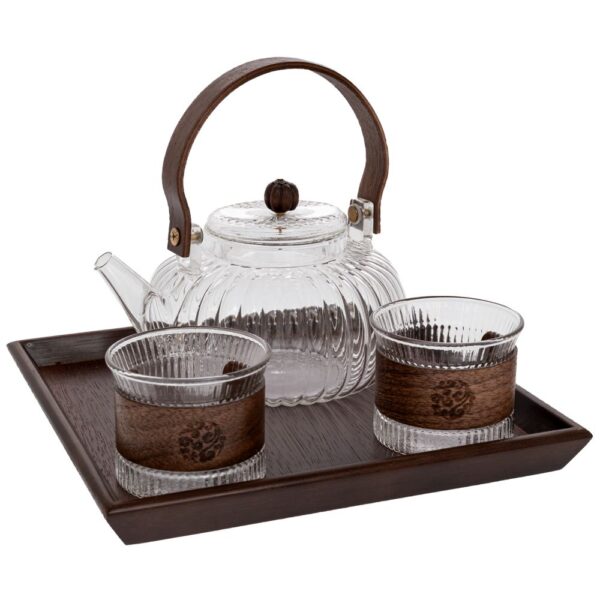 ΣΕΤ 4 ΞΥΛΙΝΟΣ ΔΙΣΚΟΣ ΜΕ ΓΥΑΛΙΝΗ ΤΣΑΓΙΕΡΑ AND ΠΟΤΗΡΙΑ 23