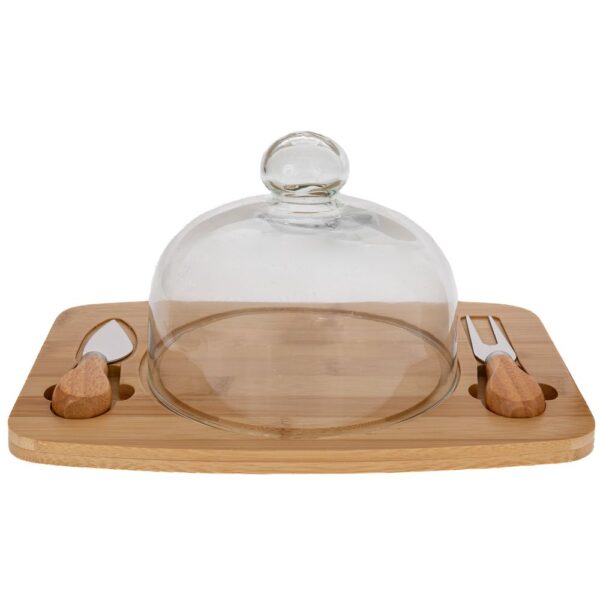 BAMBOO ΔΙΣΚΟΣ ΣΕΡΒΙΡΙΣΜΑΤΟΣ ΤΥΡΙΩΝ ΜΕ ΓΥΑΛΙΝΟ ΚΑΠΑΚΙ AND ΕΞΑΡΤΗΜΑΤΑ 28