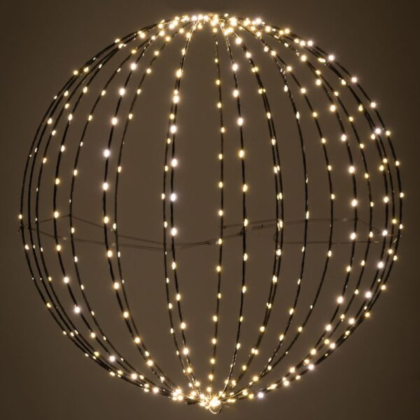 ΜΑΥΡΗ ΜΕΤΑΛΛΙΚΗ ΜΠΑΛΑ Φ60ΕΚ ΜΕ 400 LED ΛΑΜΠΑΚΙΑ ΘΕΡΜΟ ΛΕΥΚΟ