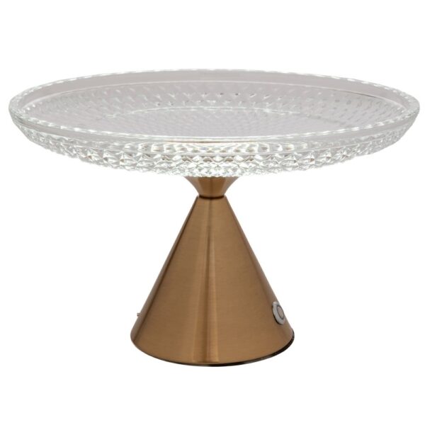 ΓΥΑΛΙΝΗ ΠΙΑΤΕΛΑ ΣΕ ΧΡΥΣΗ ΜΕΤΑΛΛΙΚΗ ΒΑΣΗ ΜΕ ΛΑΜΠΑ USB Φ30Χ20ΕΚ