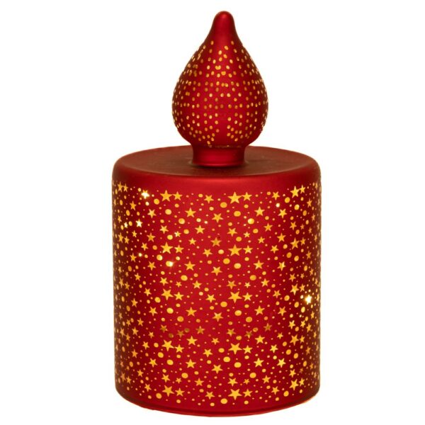 ΚΟΚΚΙΝΟ ΓΥΑΛΙΝΟ ΚΕΡΙ LED ΜΕ ΑΣΤΕΡΑΚΙΑ 7