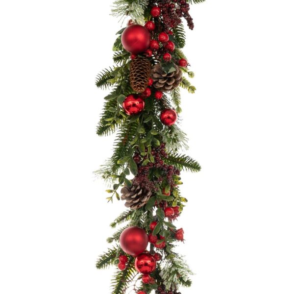 ΠΡΑΣΙΝΗ ΓΙΡΛΑΝΤΑ ΜΕ ΚΟΚΚΙΝΑ BERRIES ΚΟΚΚΙΝΕΣ ΜΠΑΛΛΕΣ ΚΑΙ  ΠΑΓΩΜΕΝΟ ΚΟΥΚΟΥΝΑΡΙ 180ΕΚ