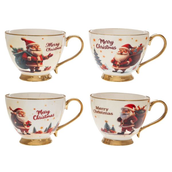 ΛΕΥΚΗ ΚΕΡΑΜΙΚΗ ΦΛΥΤΖΑΝΑ ΜΕ ΧΡΙΣΤΟΥΓΕΝΝΙΑΤΙΚΕΣ ΦΙΓΟΥΡΕΣ 460ml 4ΣΧΕΔΙΑ