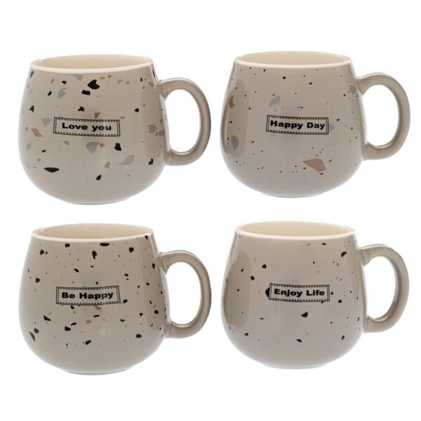 ΓΚΡΙ ΠΙΤΣΙΛΩΤΗ ΚΕΡΑΜΙΚΗ ΚΟΥΠΑ ΜΕ ΕΥΧΕΣ 4 ΣΧΕΔΙΑ 420ml (8Χ10ΕΚ)