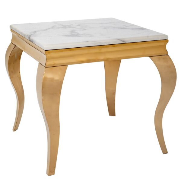 ΧΡΥΣΟ ΜΕΤΑΛΛΙΚΟ ΤΡΑΠΕΖΑΚΙ 50Χ50Χ50ΕΚ ΜΕ ΛΕΥΚΗ ΜΑΡΜΑΡΙΝΗ ΕΠΙΦΑΝΕΙΑ