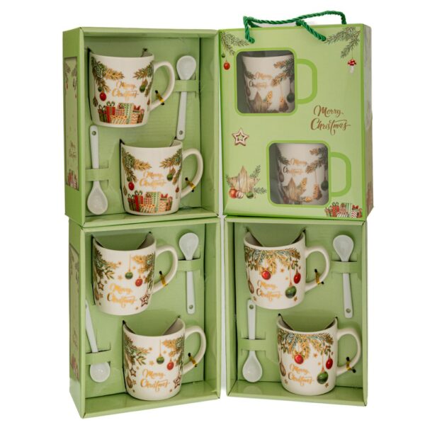 ΣΕΤ 2 ΚΕΡΑΜΙΚΗ ΚΟΥΠΑ ΜΕ ΧΡΙΣΤΟΥΓΕΝΝΙΑΤΙΚΕΣ ΜΠΑΛΕΣ ΣΕ ΚΟΥΤΙ ΔΩΡΟΥ ΣΕ 4 ΣΧΕΔΙΑ 150ml