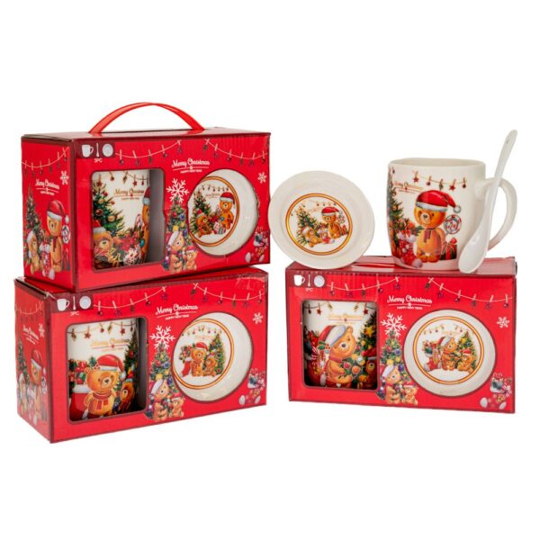 ΣΕΤ 2 ΚΕΡΑΜΙΚΗ ΚΟΥΠΑ ΜΕ ΑΡΚΟΥΔΑΚΙ ΜΕ ΠΙΑΤΑΚΙ AND ΚΟΥΤΑΛΑΚΙ ΣΕ ΚΟΥΤΙ ΔΩΡΟΥ 4 ΣΧΕΔΙΑ 300ml