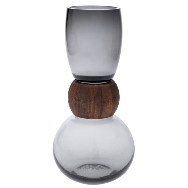 ΓΚΡΙ ΓΥΑΛΙΝΟ ΒΑΖΟ ΜΕ ΞΥΛΙΝΗ ΛΕΠΤΟΜΕΡΕΙΑ 16Χ33ΕΚ