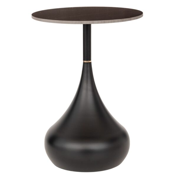 ΤΡΑΠΕΖΑΚΙ ΜΑΥΡΟ ΜΕΤΑΛΛΙΚΟ ΣΤΡΟΓΓΥΛΟ Φ40Χ52ΕΚ ΜΕ ΜΑΥΡΗ ΚΕΡΑΜΙΚΗ ΕΠΙΦΑΝΕΙΑ