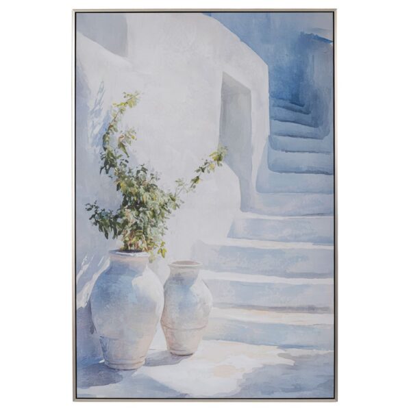 GREEK ISLAND ΠΙΝΑΚΑΣ ΣΕ ΤΥΠΩΜΕΝΟ ΚΑΜΒΑ ΜΕ ΜΑΥΡΗ ΑΣΗΜΙ ΚΟΡΝΙΖΑ 80Χ120ΕΚ