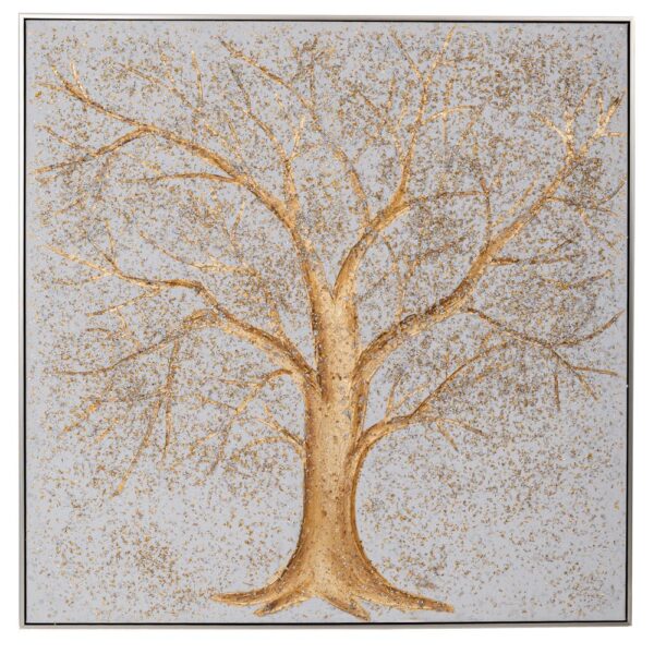 ΠΙΝΑΚΑΣ ΔΕΝΤΡΟ ΕΛΑΙΟΓΡΑΦΙΑ ΣΕ ΤΥΠΩΜΕΝΟ ΚΑΜΒΑ ΜΕ ΑΣΗΜΙ ΚΟΡΝΙΖΑ120Χ120ΕΚ