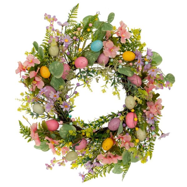 ΣΤΕΦΑΝΙ ΜΕ ΡΟΖ ΛΟΥΛΟΥΔΙΑ ΚΑΙ ΧΡΩΜΑΤΙΣΤΑ ΑΥΓΑ Φ55ΕΚ Χ9ΕΚ