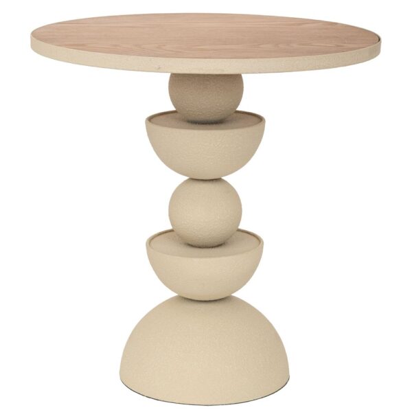 ΚΡΕΜ ΣΤΡΟΓΓΥΛΟ ΜΕΤΑΛΛΙΚΟ ΤΡΑΠΕΖΑΚΙ ΣΑΛΟΝΙΟΥ ΜΕ ΞΥΛΙΝΗ ΕΠΙΦΑΝΕΙΑ 46Χ46Χ49ΕΚ