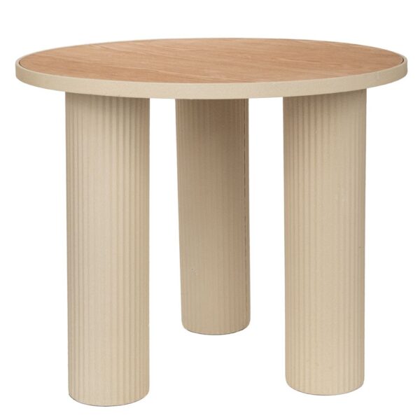 ΚΡΕΜ ΣΤΡΟΓΓΥΛΟ ΜΕΤΑΛΛΙΚΟ ΤΡΑΠΕΖΑΚΙ ΣΑΛΟΝΙΟΥ ΜΕ ΞΥΛΙΝΗ ΕΠΙΦΑΝΕΙΑ 59Χ59Χ50ΕΚ