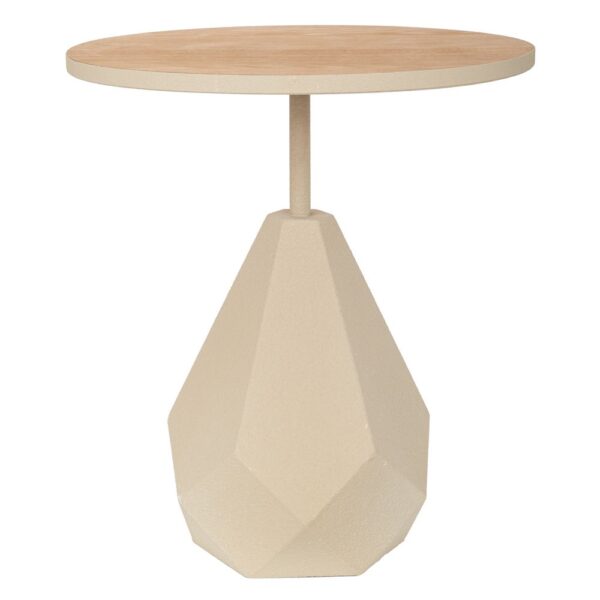 ΚΡΕΜ ΣΤΡΟΓΓΥΛΟ ΜΕΤΑΛΛΙΚΟ ΤΡΑΠΕΖΑΚΙ ΣΑΛΟΝΙΟΥ ΜΕ ΞΥΛΙΝΗ ΕΠΙΦΑΝΕΙΑ AND ΑΚΑΝΟΝΙΣΤΗ ΒΑΣΗ 50Χ50Χ56ΕΚ