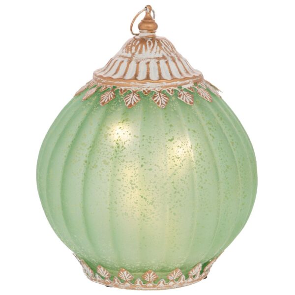 ΠΡΑΣΙΝΟ ΓΥΑΛΙΝΟ ΣΤΡΟΓΓΥΛΟ ΦΑΝΑΡΑΚΙ ΜΕ LED ΦΩΣ AND ΜΕΤΑΛΛΙΚΟ ΚΑΠΑΚΙ 15Χ15Χ19ΕΚ AAA1.5V