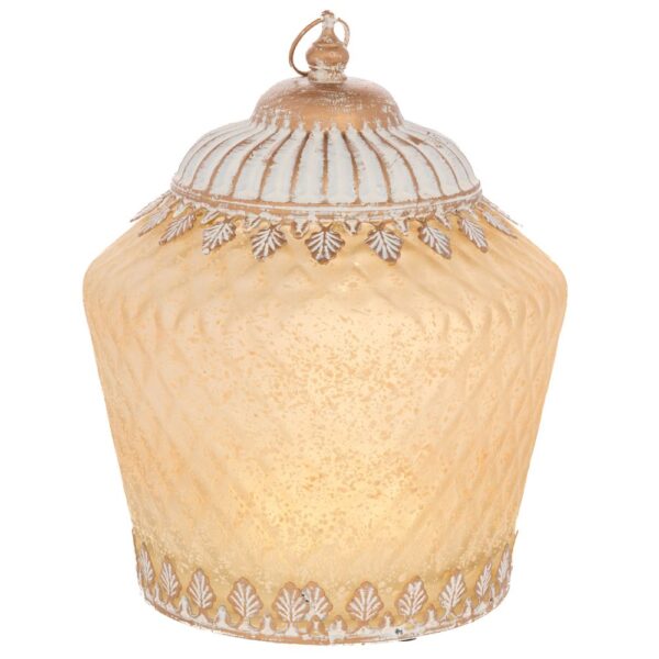 ΚΙΤΡΙΝΟ ΓΥΑΛΙΝΟ ΦΑΝΑΡΑΚΙ ΜΕ LED ΦΩΣ AND ΜΕΤΑΛΛΙΚΟ ΚΑΠΑΚΙ 15Χ15Χ19ΕΚ (ΑΑΑ 1.5V)