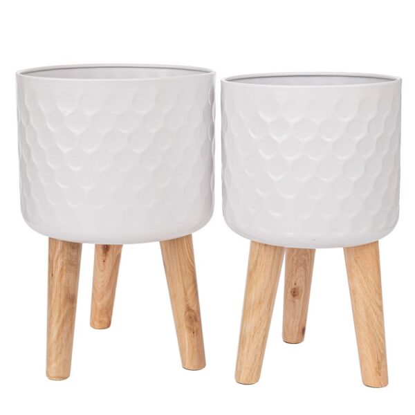 ΣΕΤ 2 ΛΕΥΚΗ ΜΕΤΑΛΛΙΚΗ ΓΛΑΣΤΡΟΘΗΚΗ ΜΕ ΞΥΛΙΝΑ ΠΟΔΙΑ 28Χ43ΕΚ 25Χ41ΕΚ