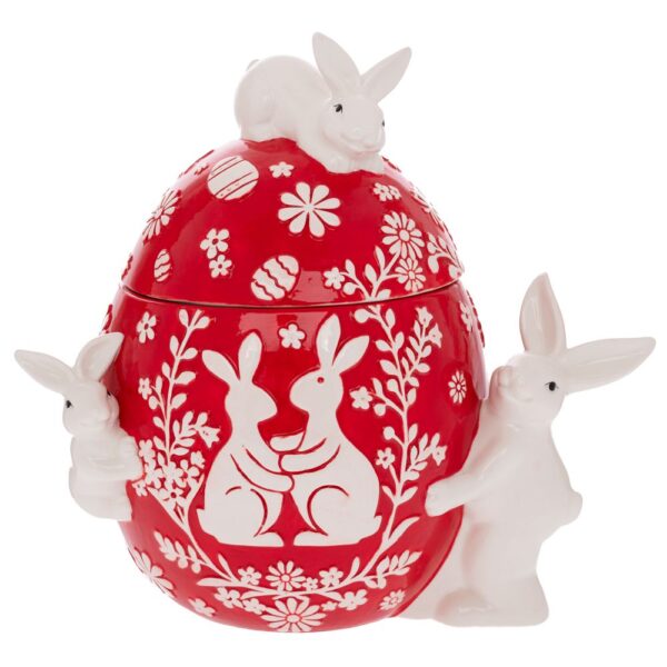 ΚΟΚΚΙΝΗ ΚΕΡΑΜΙΚΗ ΜΠΙΣΚΟΤΙΕΡΑ ΣΕ ΣΧΗΜΑ ΑΥΓΟ ΜΕ ΛΑΓΟΥΔΑΚΙΑ 25Χ20Χ30ΕΚ