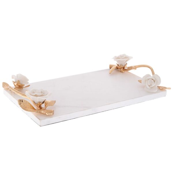 ΛΕΥΚΟΣ ΚΕΡΑΜΙΚΟΣ ΔΙΣΚΟΣ (ΕΦΕ ΜΑΡΜΑΡΟΥ) ΜΕ ΛΟΥΛΟΥΔΙΑ AND ΧΡΥΣΑ ΧΕΡΟΥΛΙΑ 34Χ20Χ5