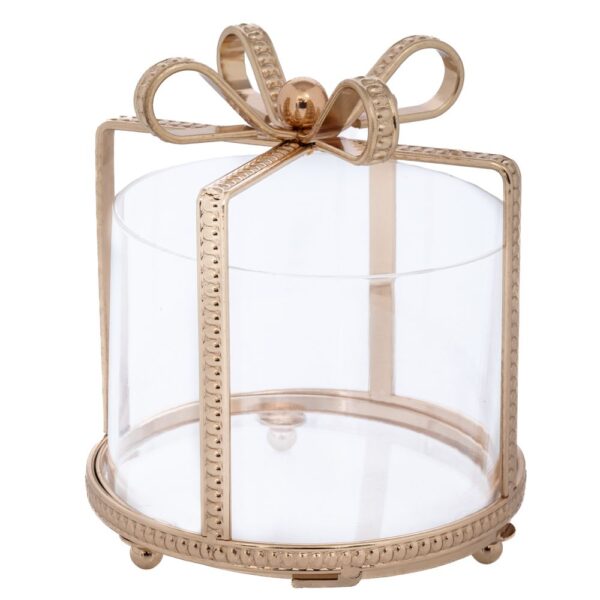 ΔΙΣΚΟΣ ΧΡΥΣΟ ΣΤΡΟΓΓΥΛΟ ΜΕΤΑΛΛΙΚΟ ΔΩΡΑΚΙ ΜΕ  PLEXIGLASS 13Χ13Χ15ΕΚ