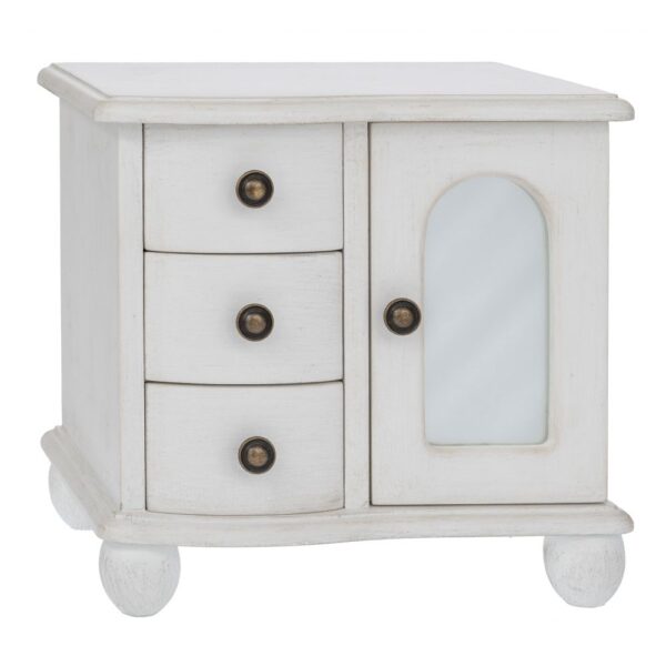 ΛΕΥΚΗ ΞΥΛΙΝΗ ΜΠΙΖΟΥΤΙΕΡΑ ΜΕ 3 ΣΥΡΤΑΡΑΚΙΑ AND ΝΤΟΥΛΑΠΑΚΙ ΜΕ ΚΑΘΡΕΦΤΑΚΙ 27Χ17Χ26ΕΚ