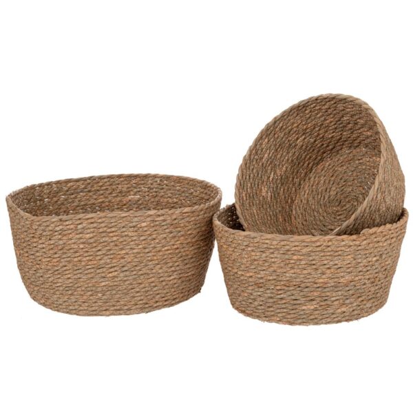 ΣΕΤ 3 ΠΑΝΕΡΙΑ ΦΥΣΙΚΟ WICKER  Φ35Χ17 D30X15 X26X13EK