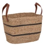 ΚΑΛΑΘΙ ΦΥΣΙΚΟ WICKER 38Χ28Χ28ΕΚ ΜΕ ΜΑΥΡΗ ΡΙΓΑ KAI PVC ΧΕΡΟΥΛΙΑ