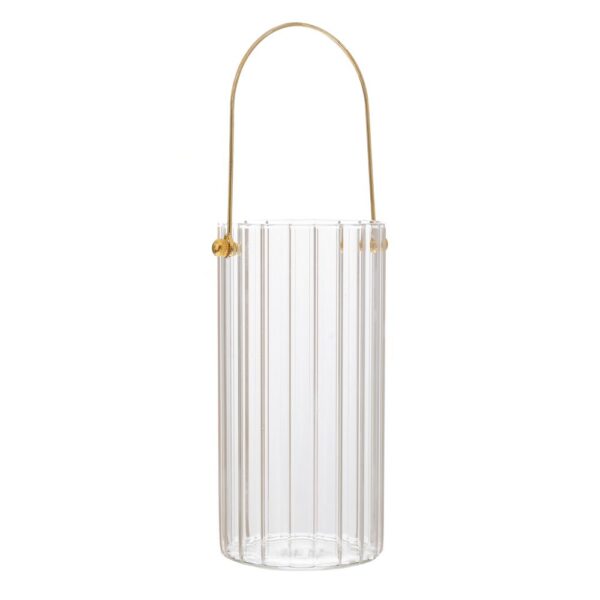 ΓΥΑΛΙΝΟ ΣΤΡΟΓΓΥΛΟ ΒΑΖΟ ΜΕ ΧΡΥΣΟ ΧΕΡΟΥΛΙ Φ10Χ20ΕΚ