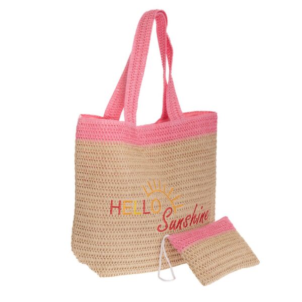 ΜΠΕΖ ΨΑΘΙΝΗ ΤΣΑΝΤΑ ΠΑΡΑΛΙΑΣ ΜΕ ΡΟΖ ΛΕΠΤΟΜΕΡΕΙΕΣ AND ΠΟΡΤΟΦΟΛΑΚΙ 49Χ15Χ39 23Χ15ΕΚ