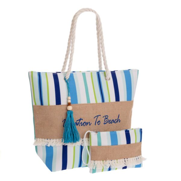 ΠΟΛΥΧΡΩΜΗ ΡΙΓΕ ΥΦΑΣΜΑΤΙΝΗ ΤΣΑΝΤΑ ΠΑΡΑΛΙΑΣ ΜΕ ΠΟΡΤΟΦΟΛΑΚΙ 48Χ15Χ39 23Χ16ΕΚ