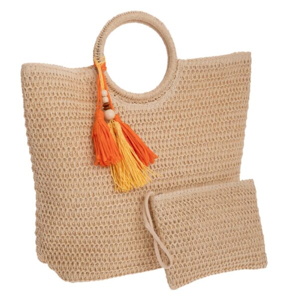 ΜΠΕΖ ΨΑΘΙΝΗ ΤΣΑΝΤΑ ΠΑΡΑΛΙΑΣ ΜΕ ΣΤΡΟΓΓΥΛΟ ΧΕΡΟΥΛΙ AND ΠΟΡΤΟΦΟΛΑΚΙ 48Χ14Χ38 23Χ16ΕΚ