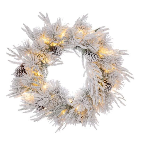 ΧΙΟΝΙΣΜΕΝΟ ΣΤΕΦΑΝΙ PRE-LIT WONDERLAND 60ΕΚ ME 50 LED ΛΕΥΚΑ ΖΕΣΤΑ ΛΑΜΠΑΚΙΑ ΣΤΑΘΕΡΑ