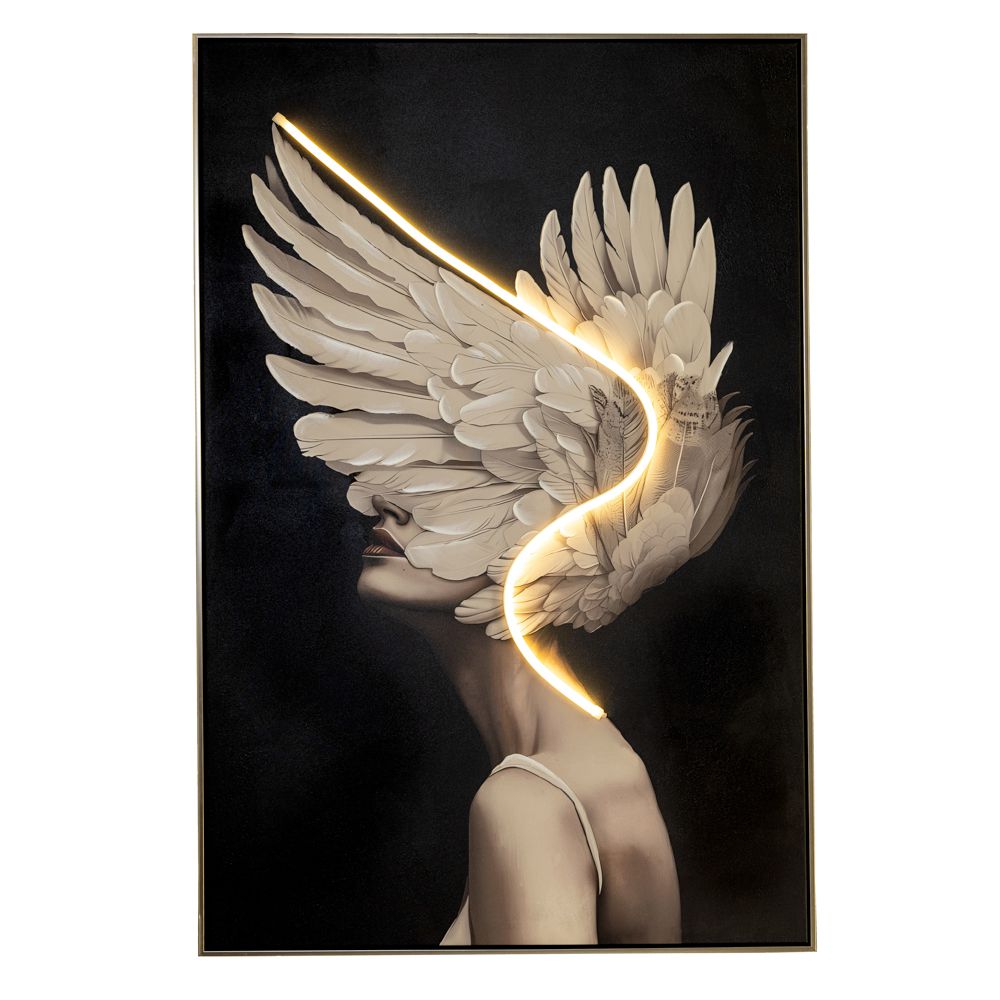FEATHERS WITH LED LIGHT ΕΛΑΙΟΓΡΑΦΙΑ 80Χ120ΕΚ ΜΕ ΑΣΗΜΙ ΚΟΡΝΙΖΑ ΣΕ ΤΥΠΩΜΕΝΟ ΚΑΜΒΑ FEATHERS WITH LED LIGHT ΕΛΑΙΟΓΡΑΦΙΑ 80Χ120ΕΚ ΜΕ ΑΣΗΜΙ ΚΟΡΝΙΖΑ ΣΕ ΤΥΠΩΜΕΝΟ ΚΑΜΒΑ